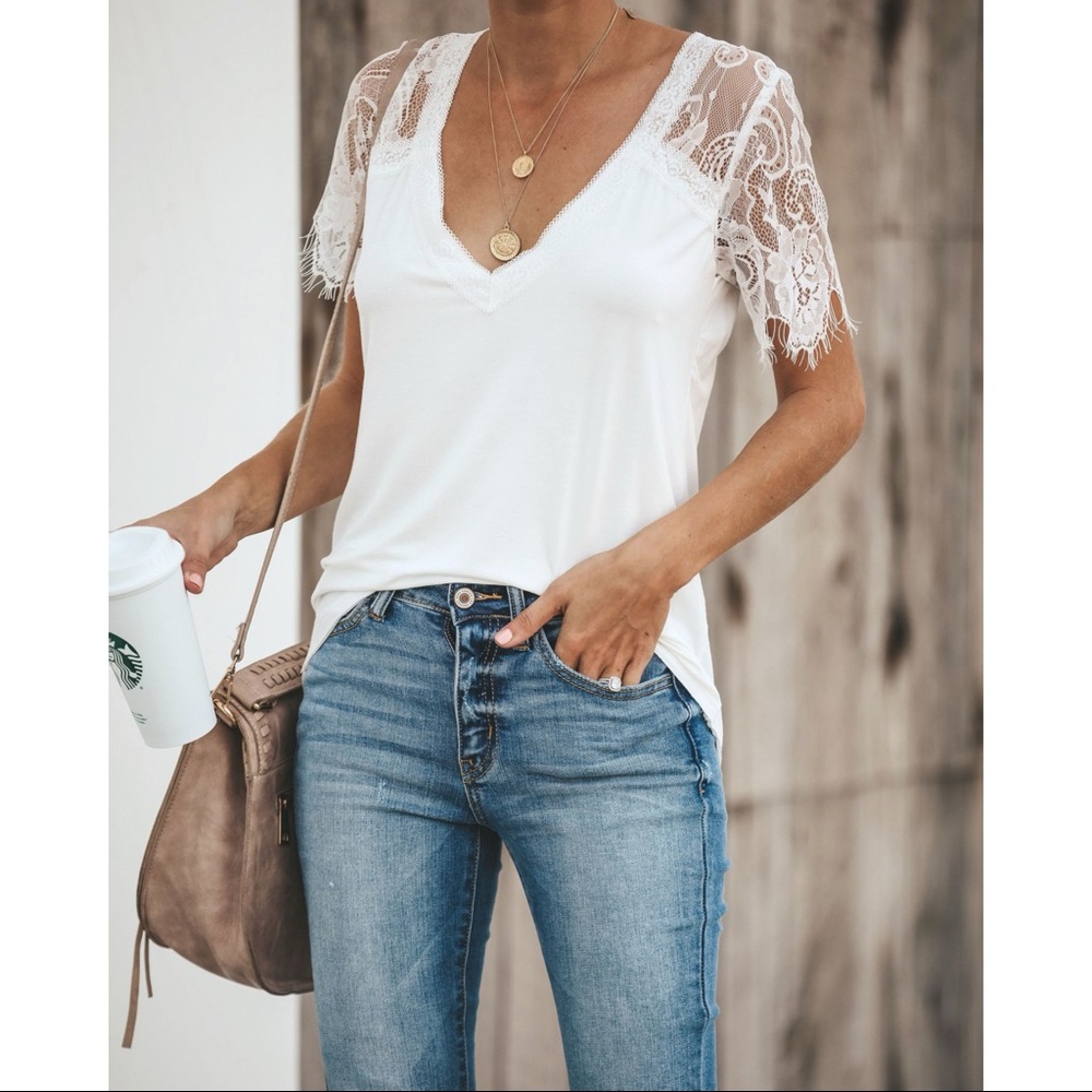 LAST ONE - SWEET SIDE LACE TOP IVORY - Picture 10 of 10